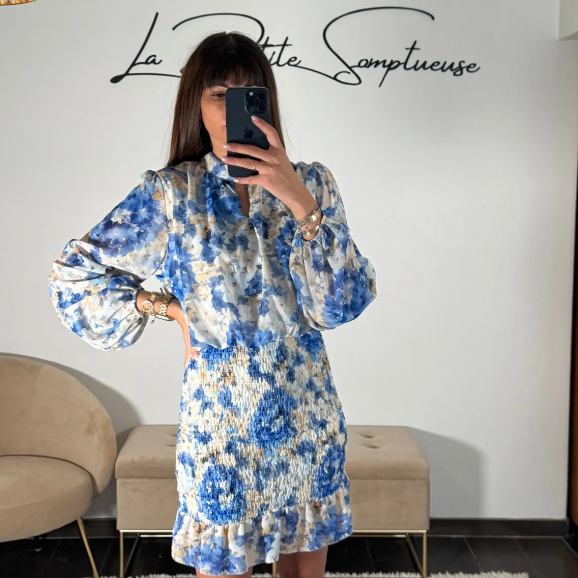 ROBE FLEURIE BLEU AZIA