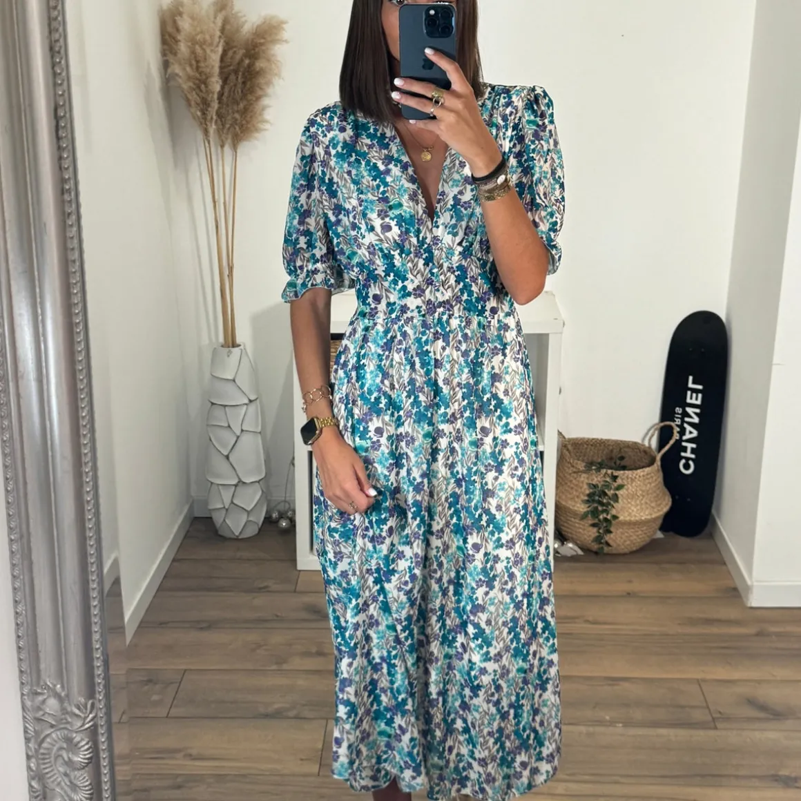 ROBE FLEURIE BLEU NINON