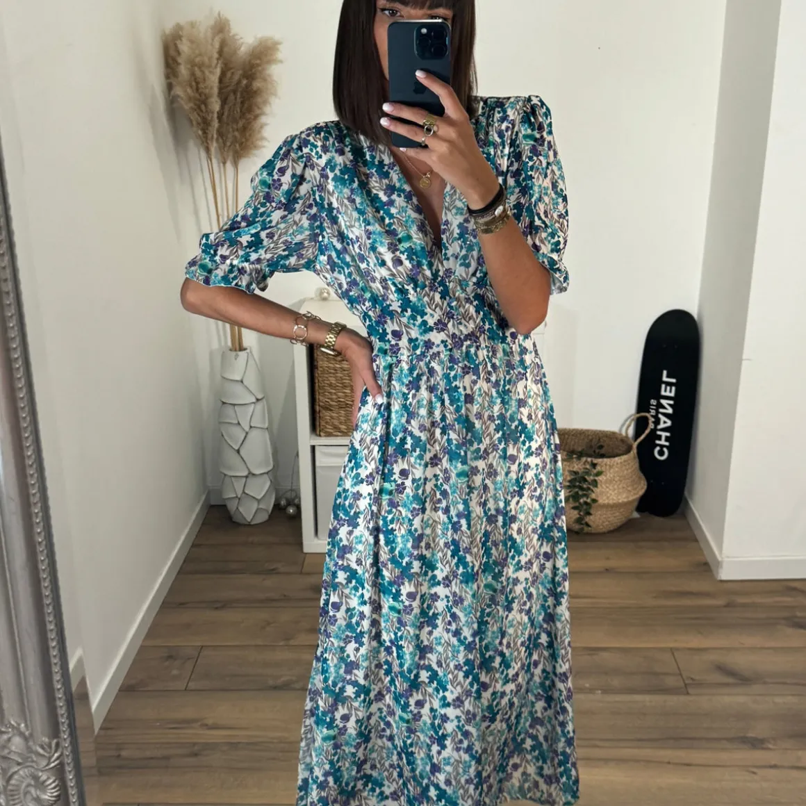 ROBE FLEURIE BLEU NINON