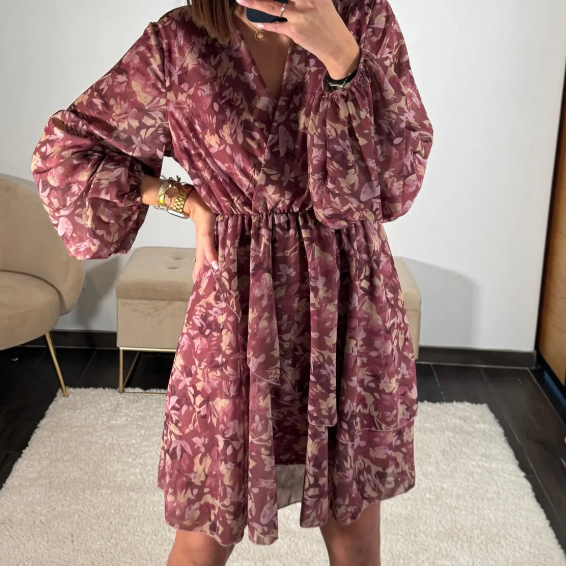 ROBE FLEURIE MAUVE CAPUCINE