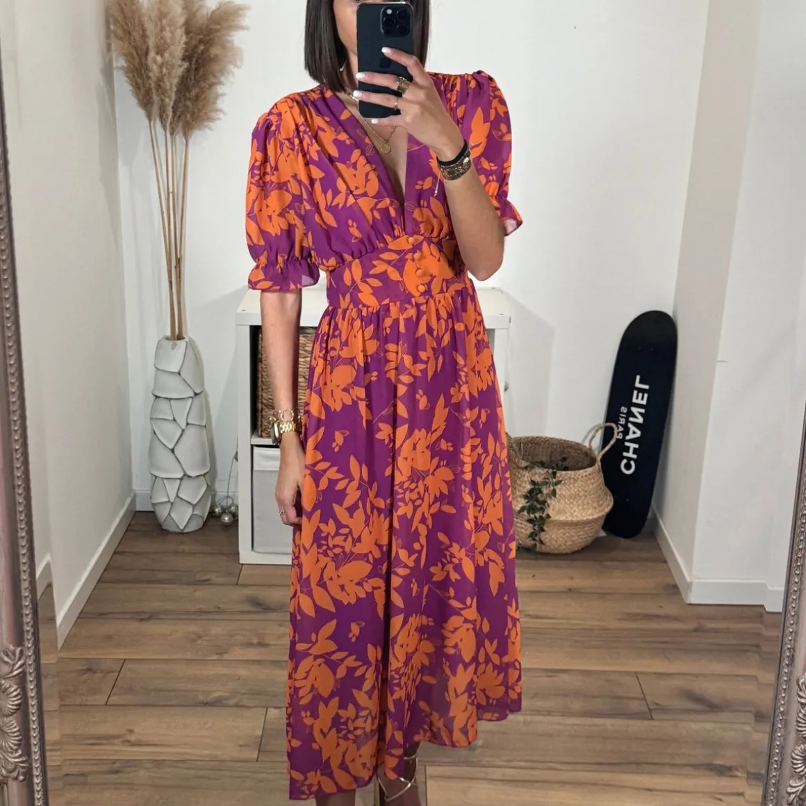 robe_fleurie_orange_et_ma_2.webp ROBE FLEURIE ORANGE ET MAUVE ELOISE