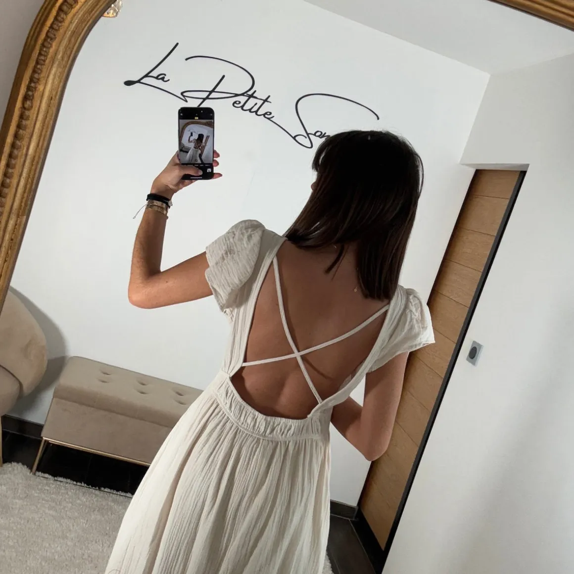 ROBE GAZE DE COTON BEIGE ROXANE