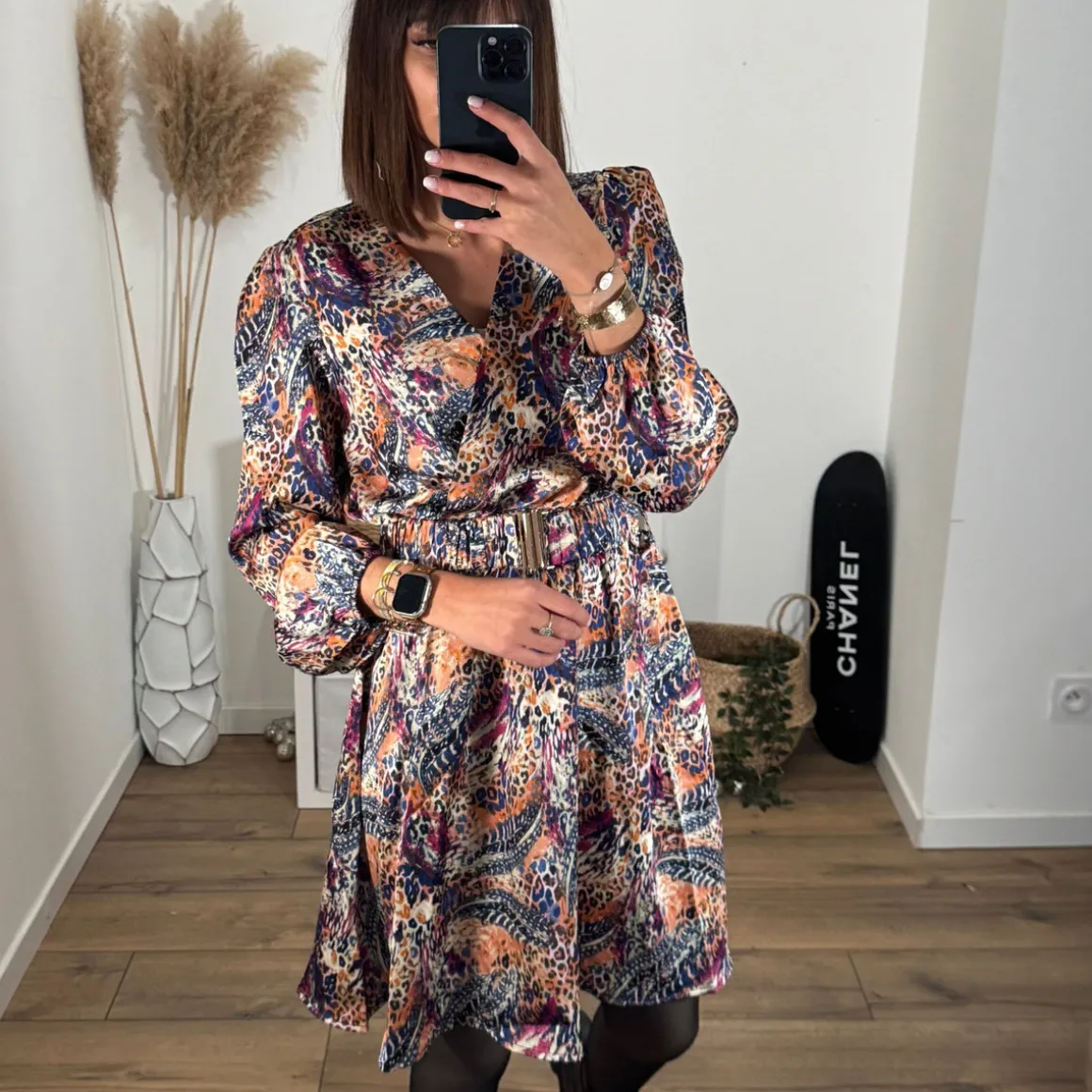 ROBE IMPRIME ORANGE ET BLEU JANE