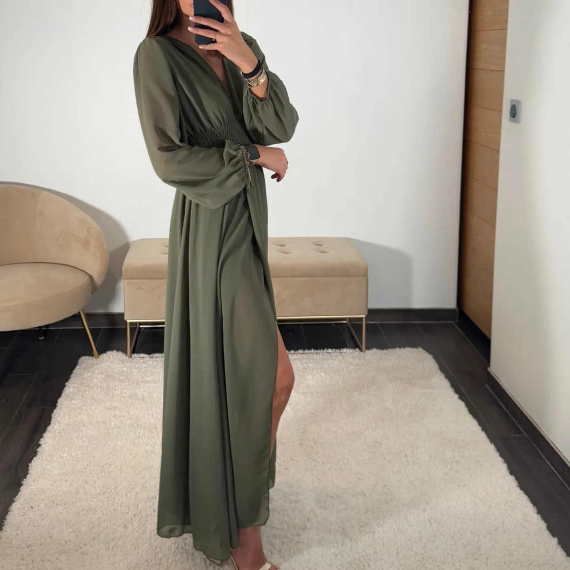 ROBE KAKI FLUIDE MARTA