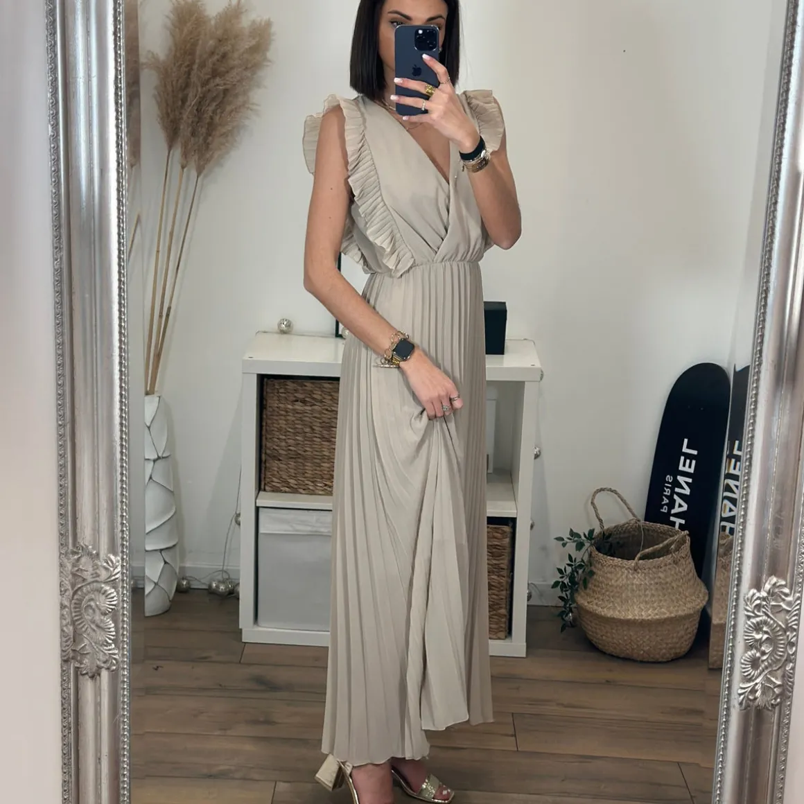 ROBE LONGUE BEIGE GABRIELLE