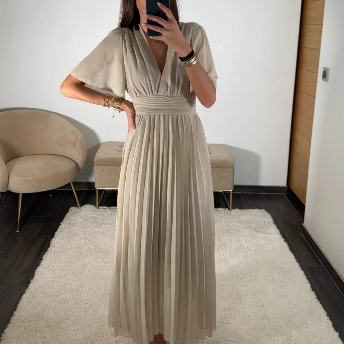 ROBE LONGUE BEIGE KARENE