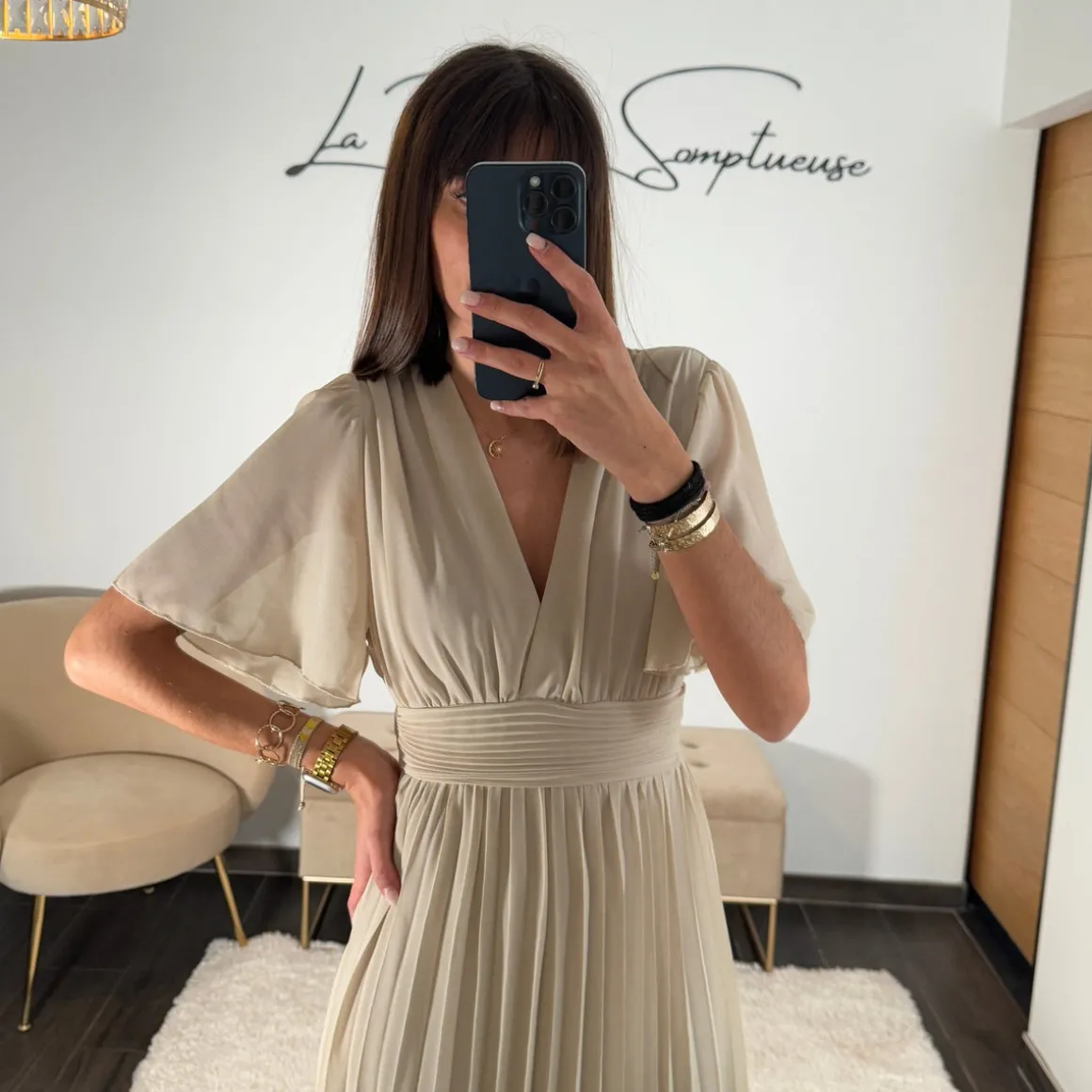 ROBE LONGUE BEIGE KARENE
