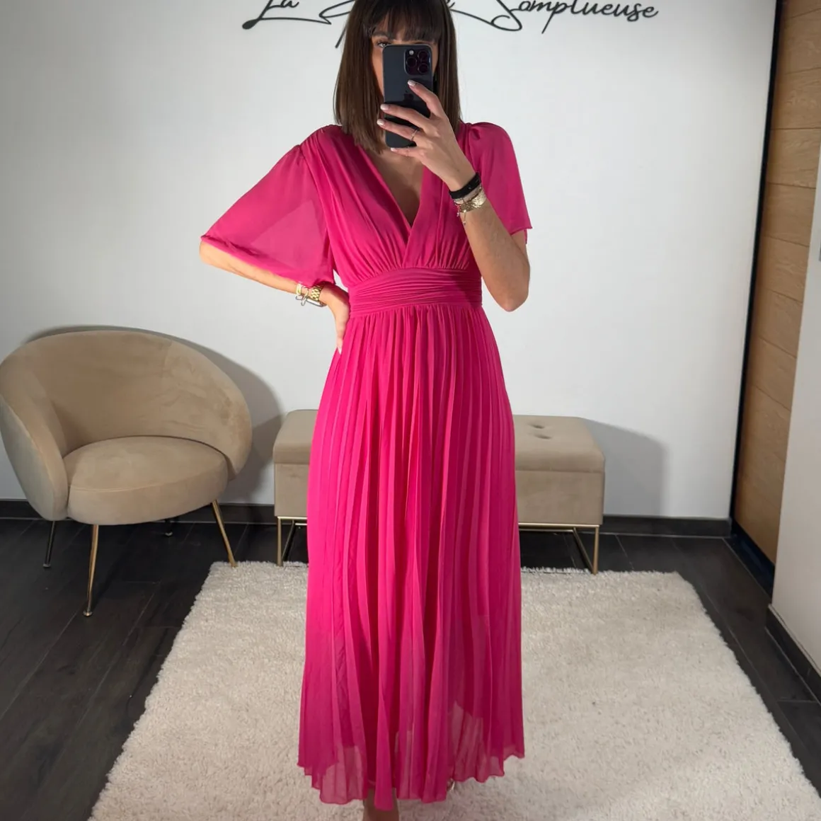ROBE LONGUE FUSHIA KARENE