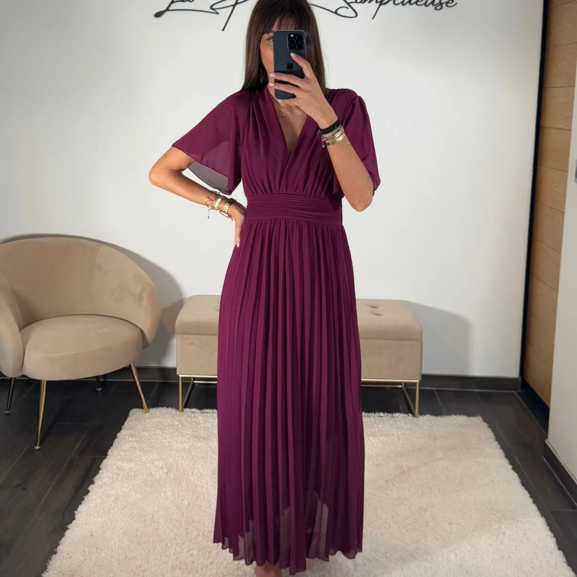 ROBE LONGUE PRUNE KARENE