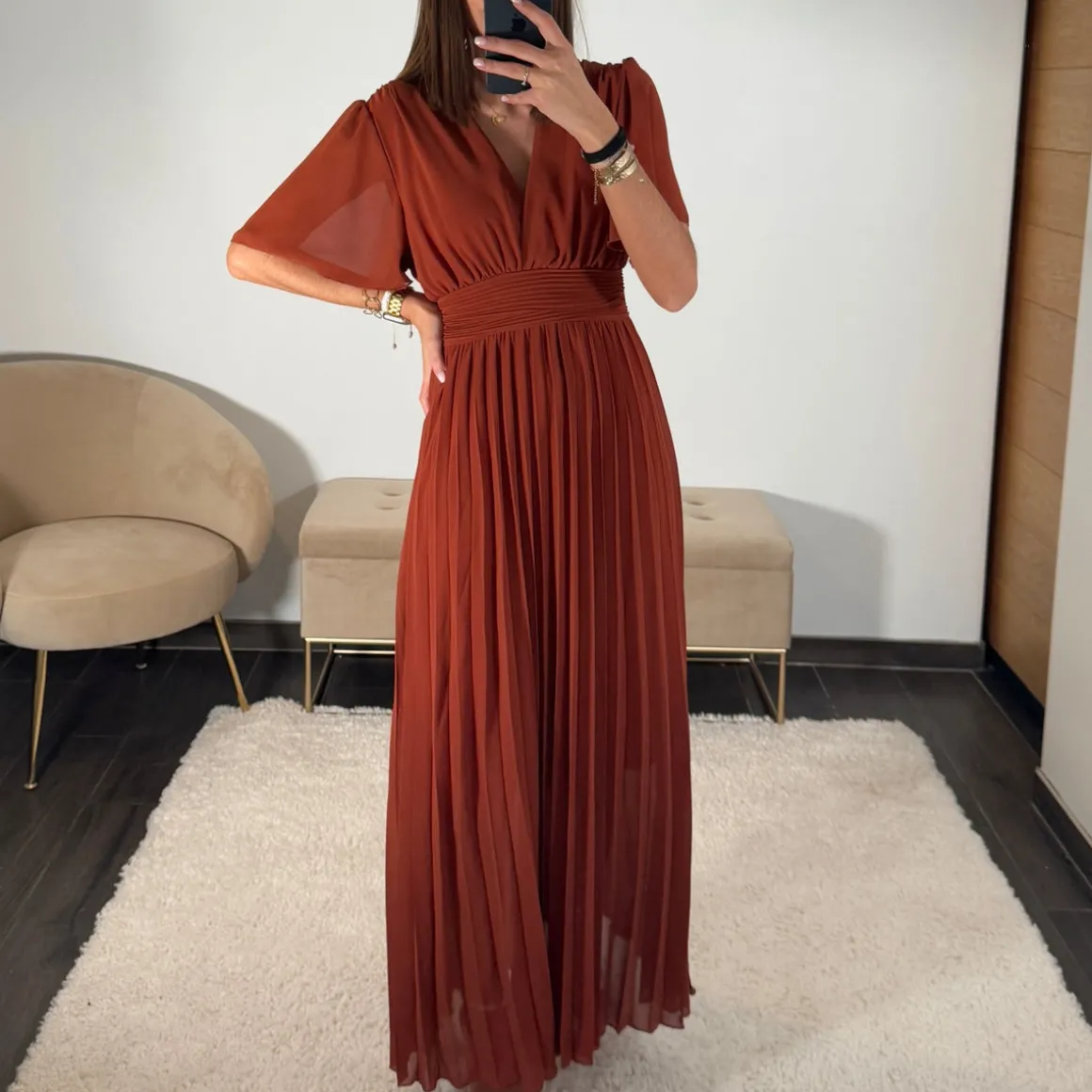 ROBE LONGUE TERRACOTTA KARENE