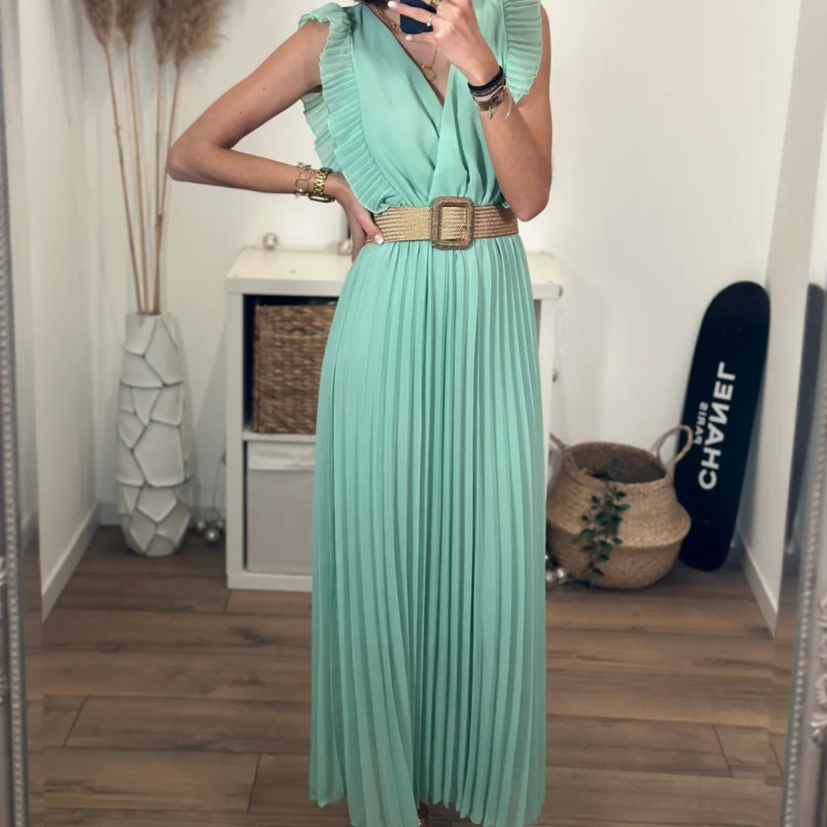 ROBE LONGUE VERT D'EAU GABRIELLE