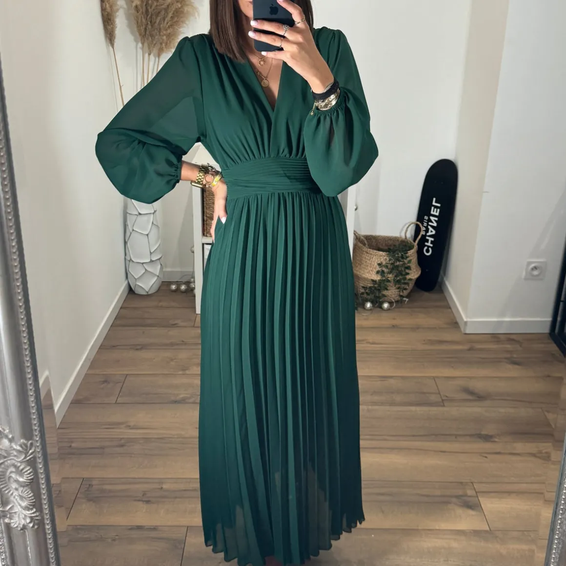 ROBE LONGUE VERT SAPIN KARENA