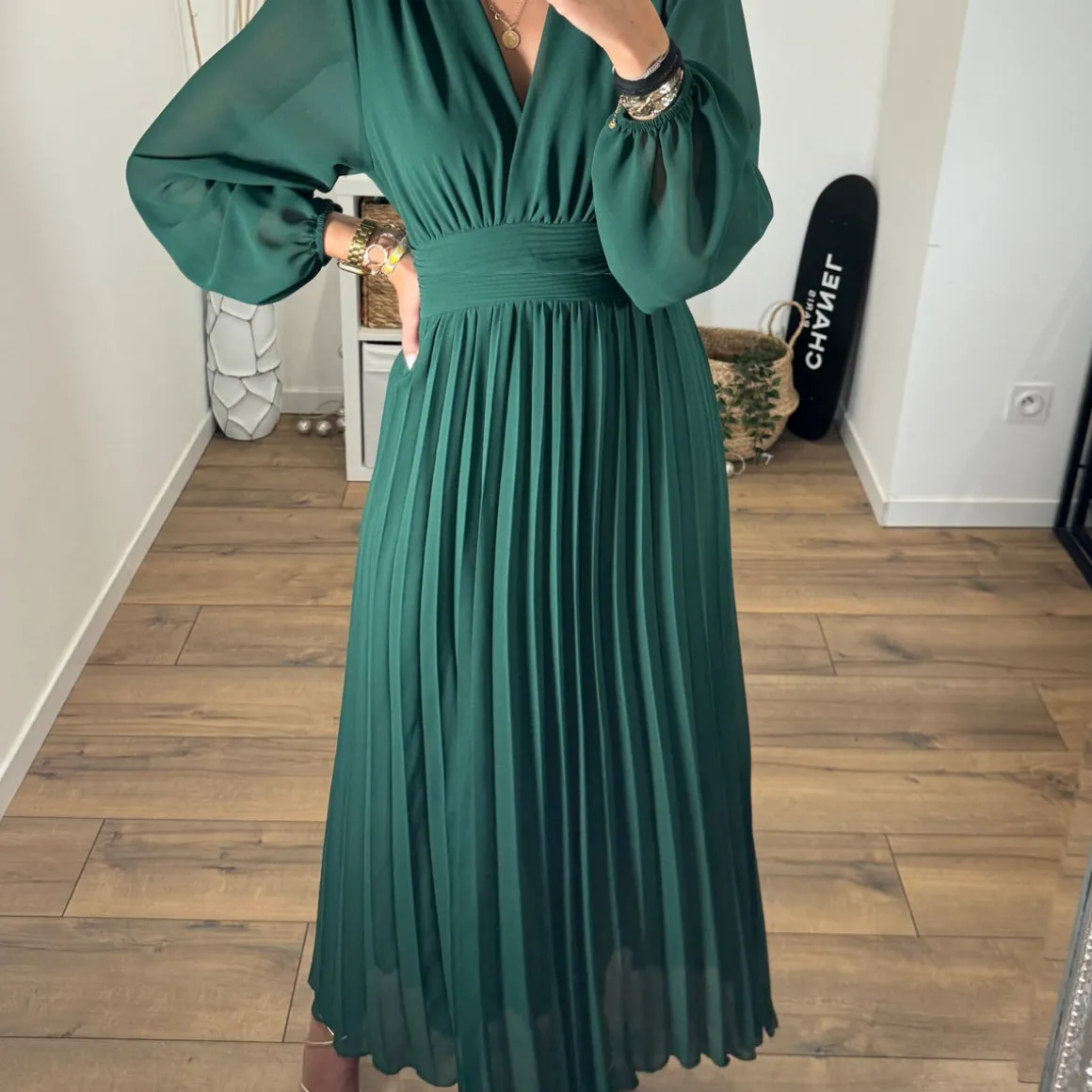 ROBE LONGUE VERT SAPIN KARENA