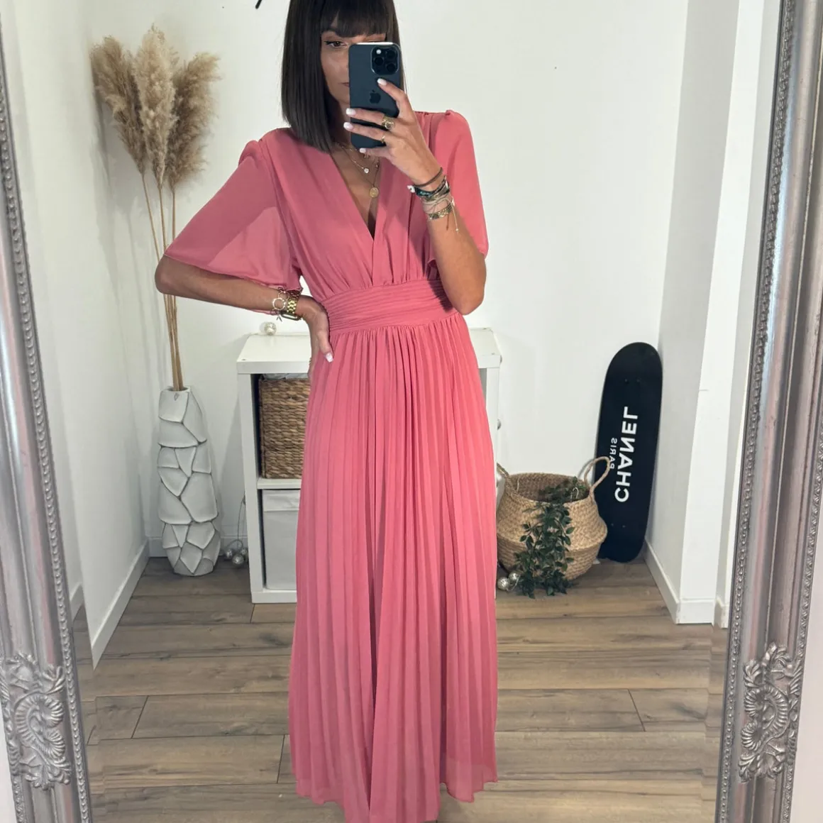 ROBE LONGUE VIEUX ROSE CLAIR KARENE