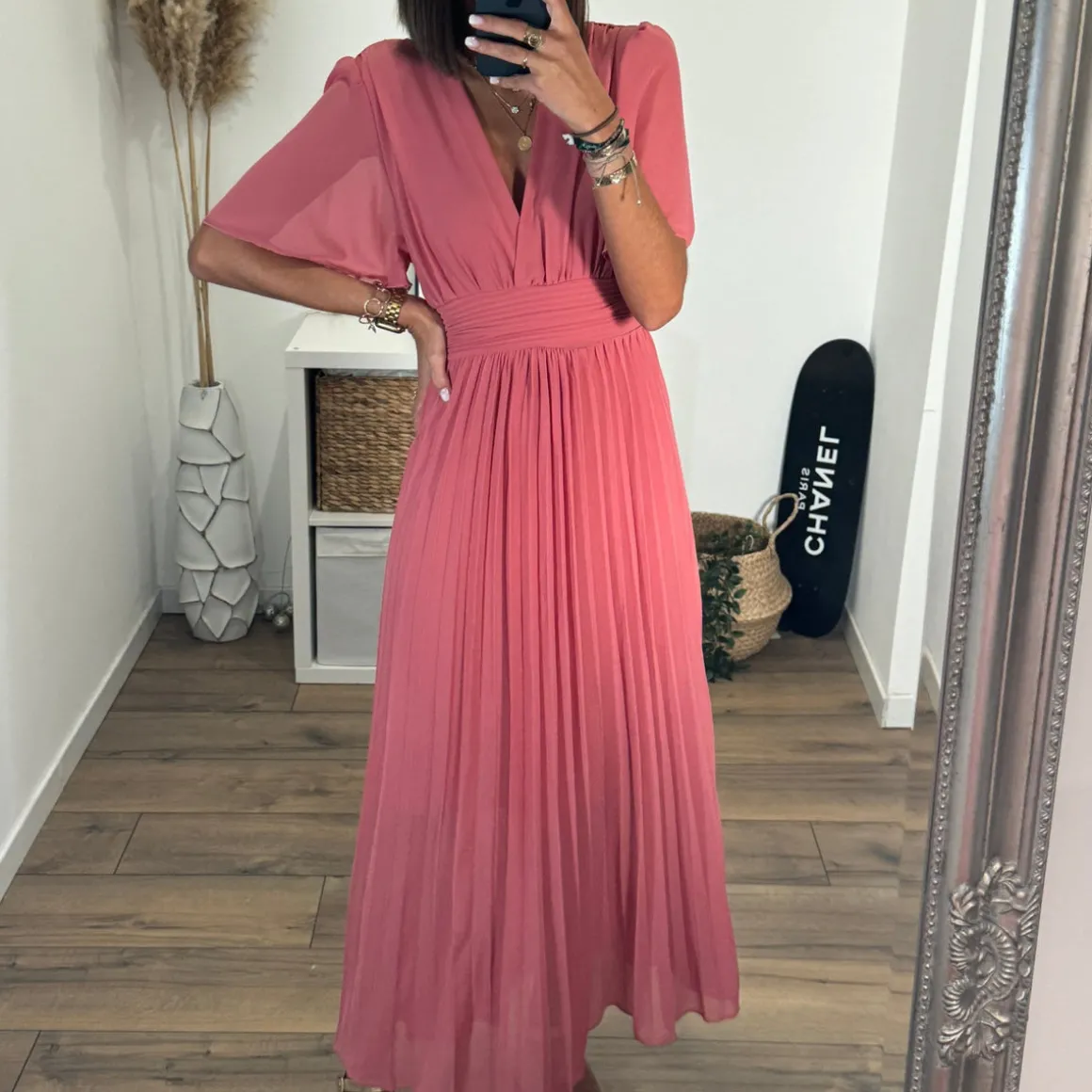 ROBE LONGUE VIEUX ROSE CLAIR KARENE