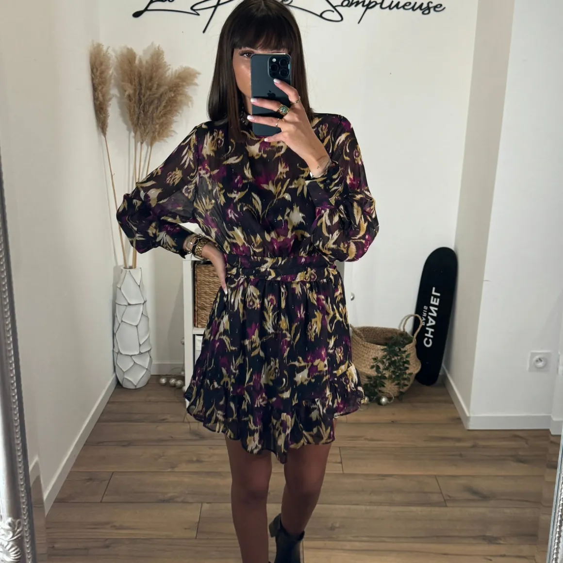 ROBE MARRON IMPRIMÉ VIOLET CHARLIE