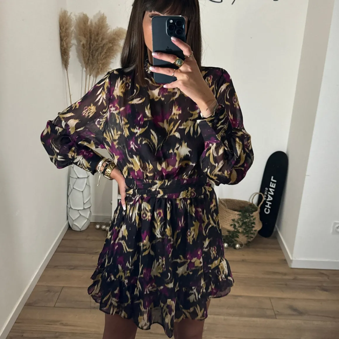 ROBE MARRON IMPRIMÉ VIOLET CHARLIE