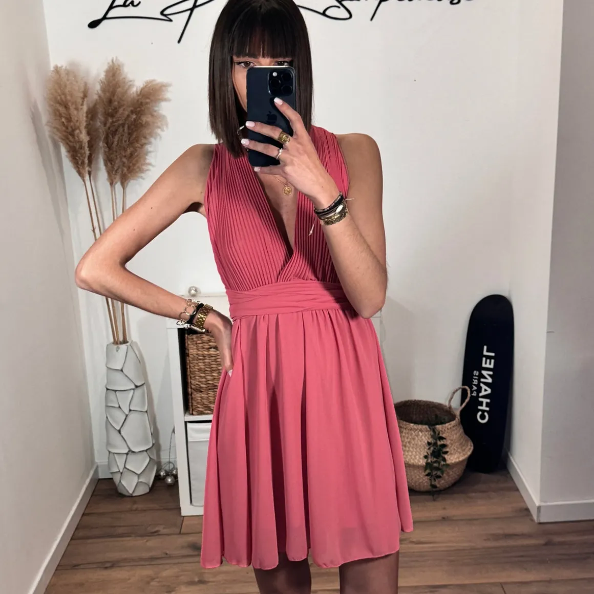 ROBE MULTIPOSITION COURTE VIEUX ROSE ATHENA