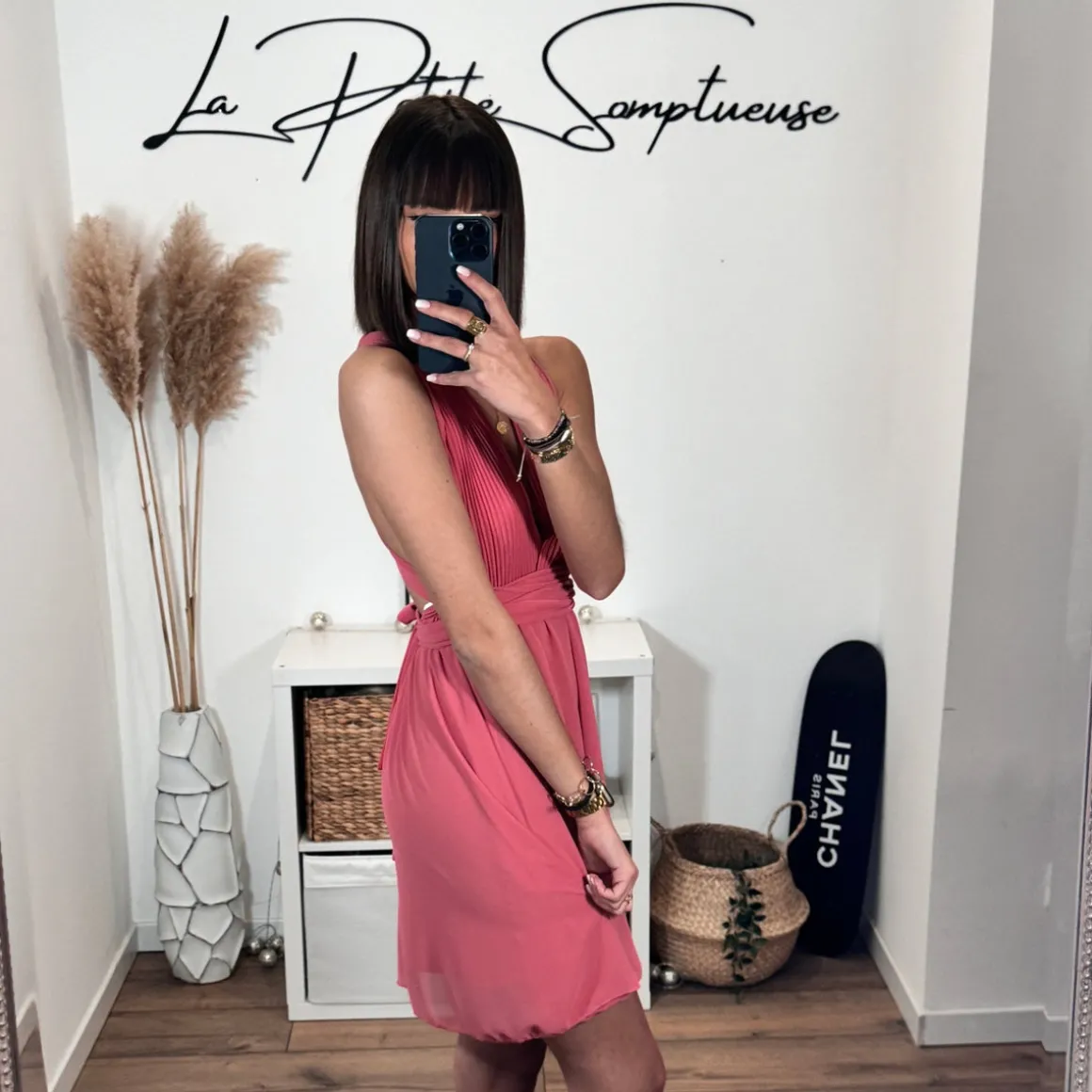 ROBE MULTIPOSITION COURTE VIEUX ROSE ATHENA