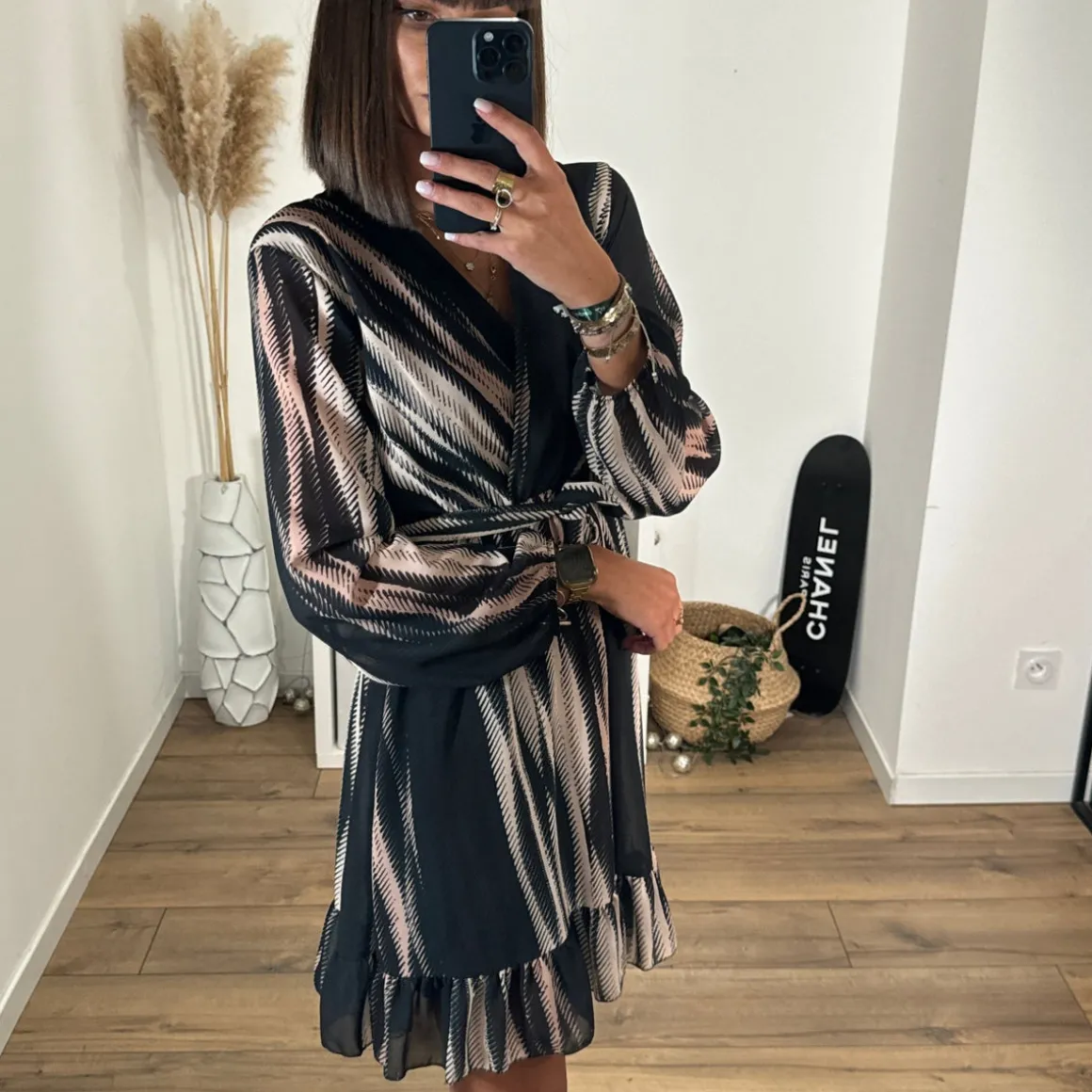 ROBE NOIRE ET BEIGE LISA