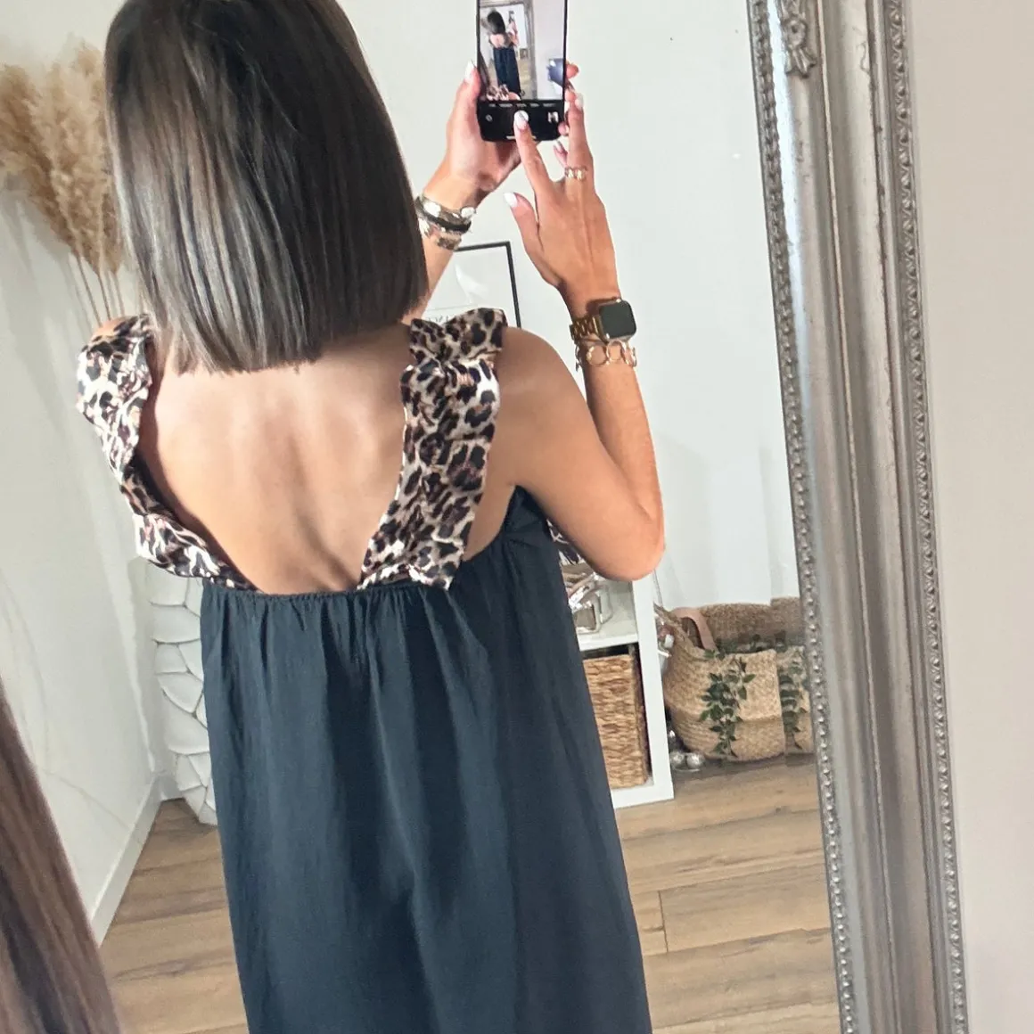 ROBE NOIRE ET LEOPARD TANIA