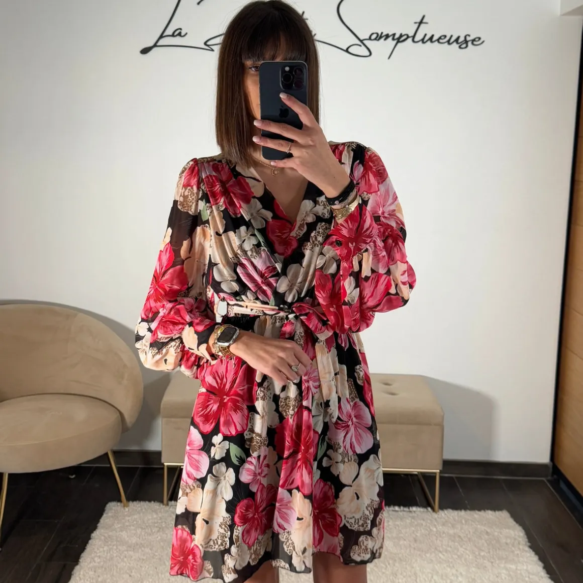 ROBE NOIRE FLOWER RED