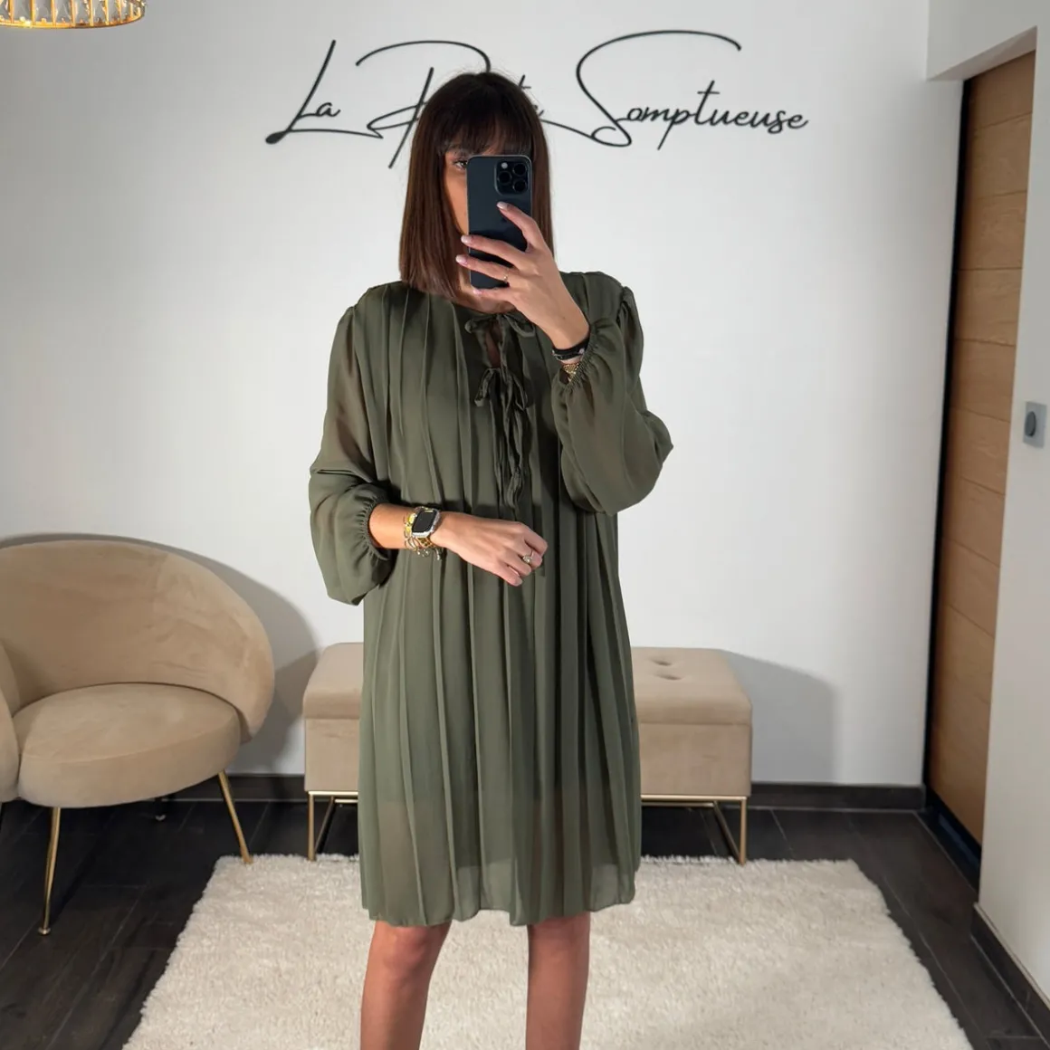 ROBE PLISSEE KAKI AMANDA
