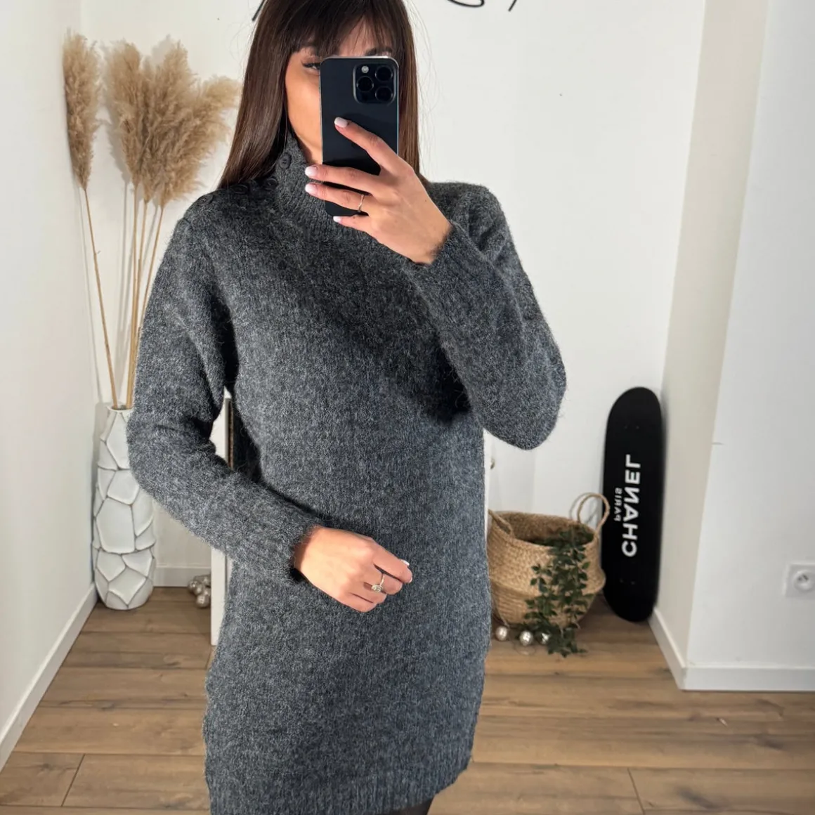 ROBE PULL GRIS FONCE LOLA