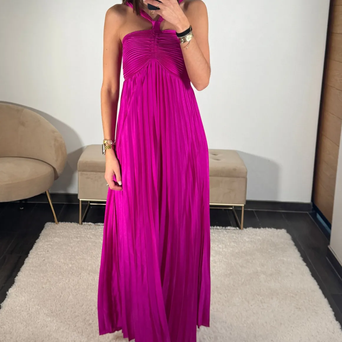 ROBE SATIN FUCHSIA GLORIA