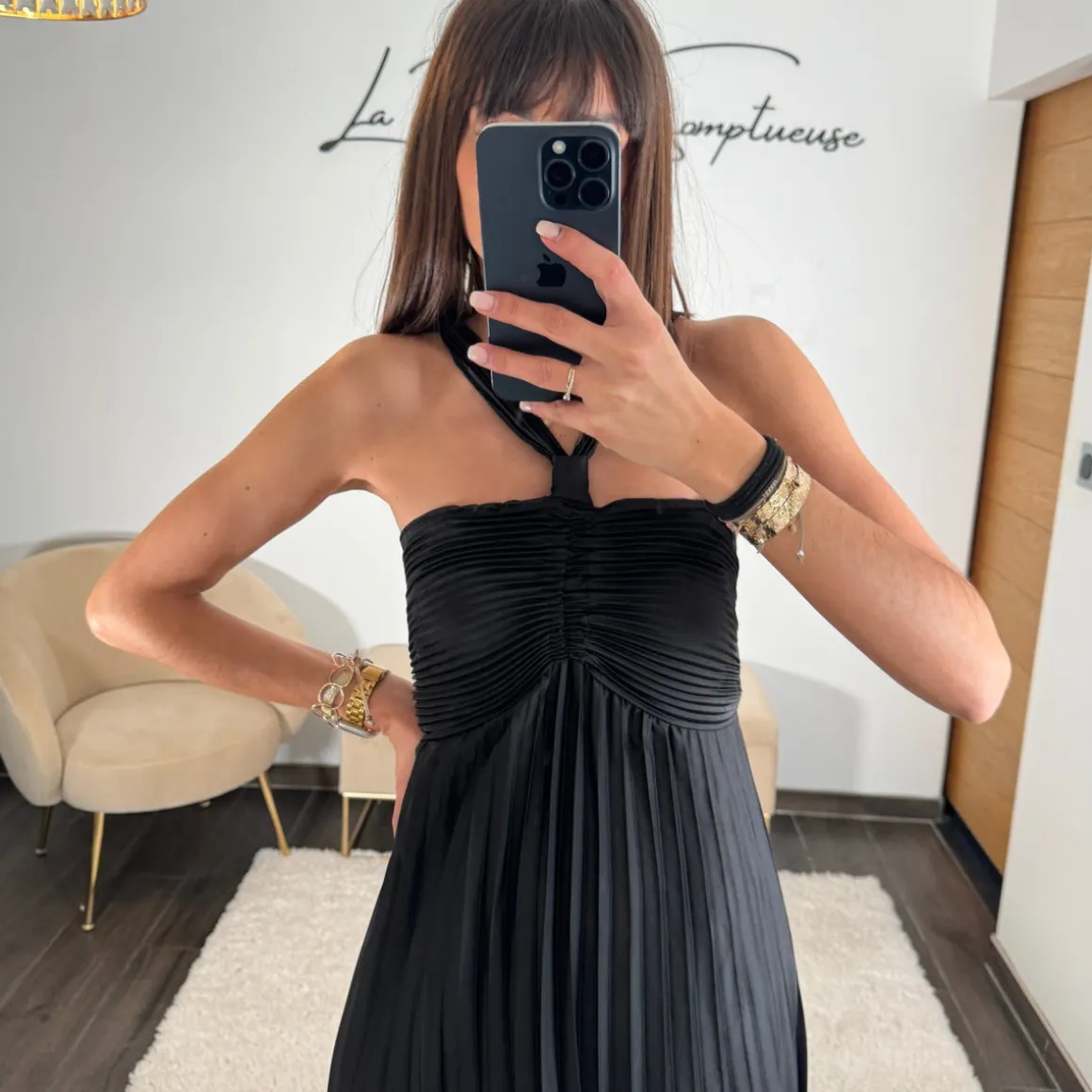 ROBE SATIN NOIRE GLORIA