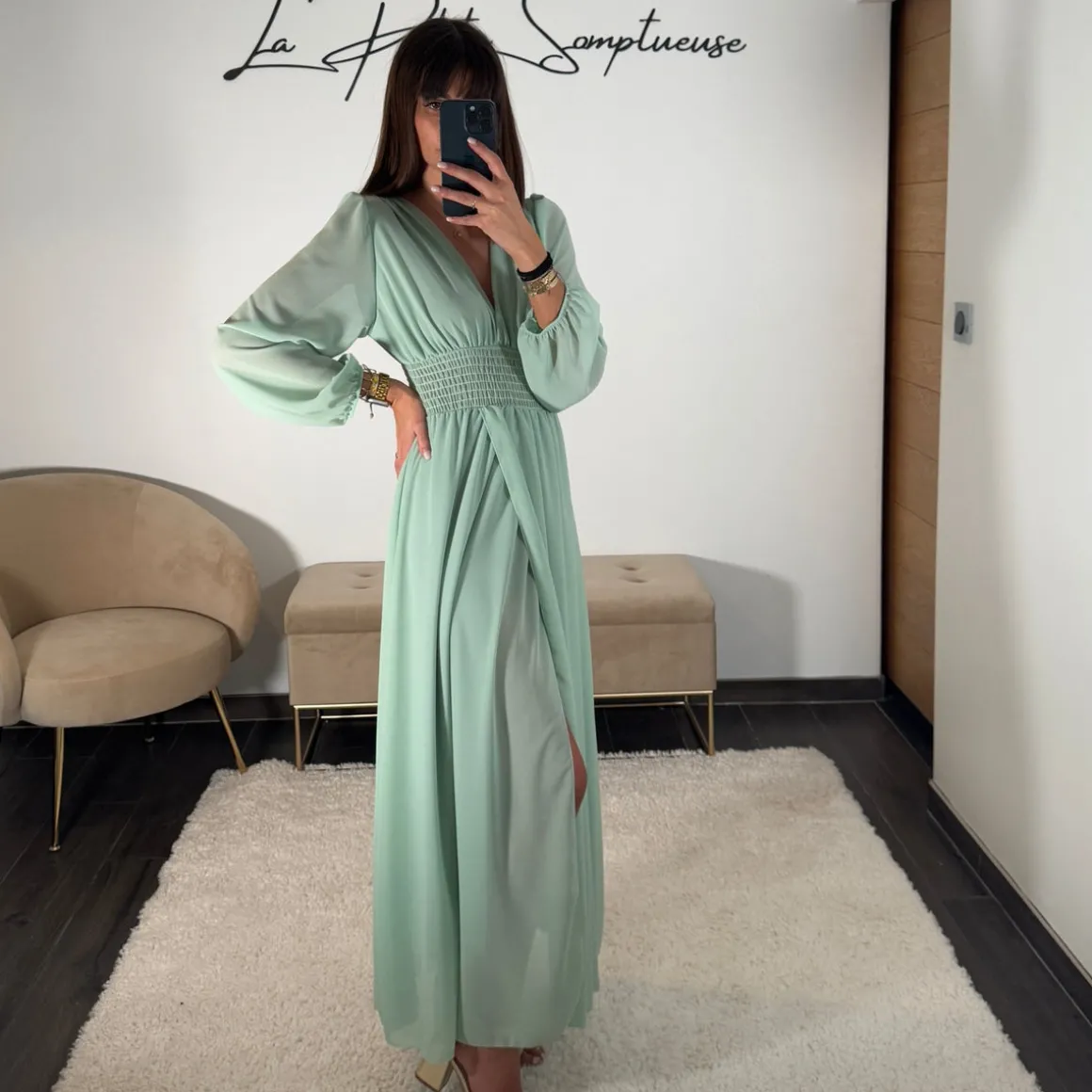 ROBE VERT D'EAU FLUIDE MARTA
