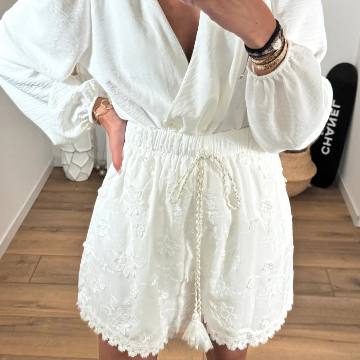SHORT BORDERIE BLANC BOHIA
