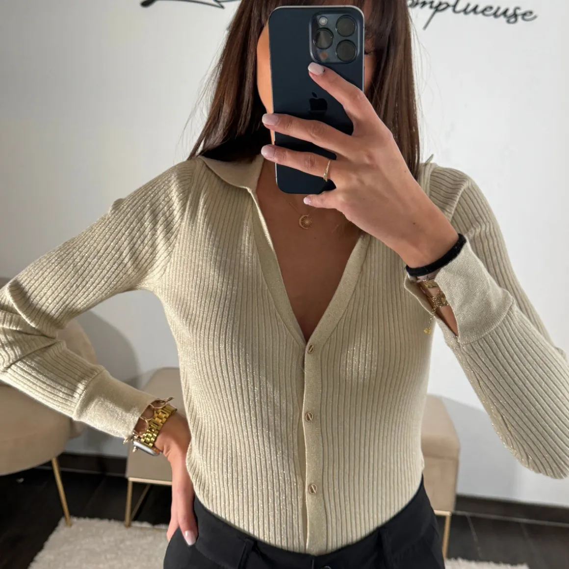TOP BEIGE ET DOREE KAYLE