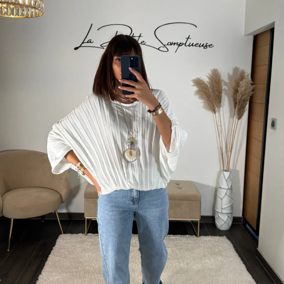 TOP BLANC + COLLIER BAHIO
