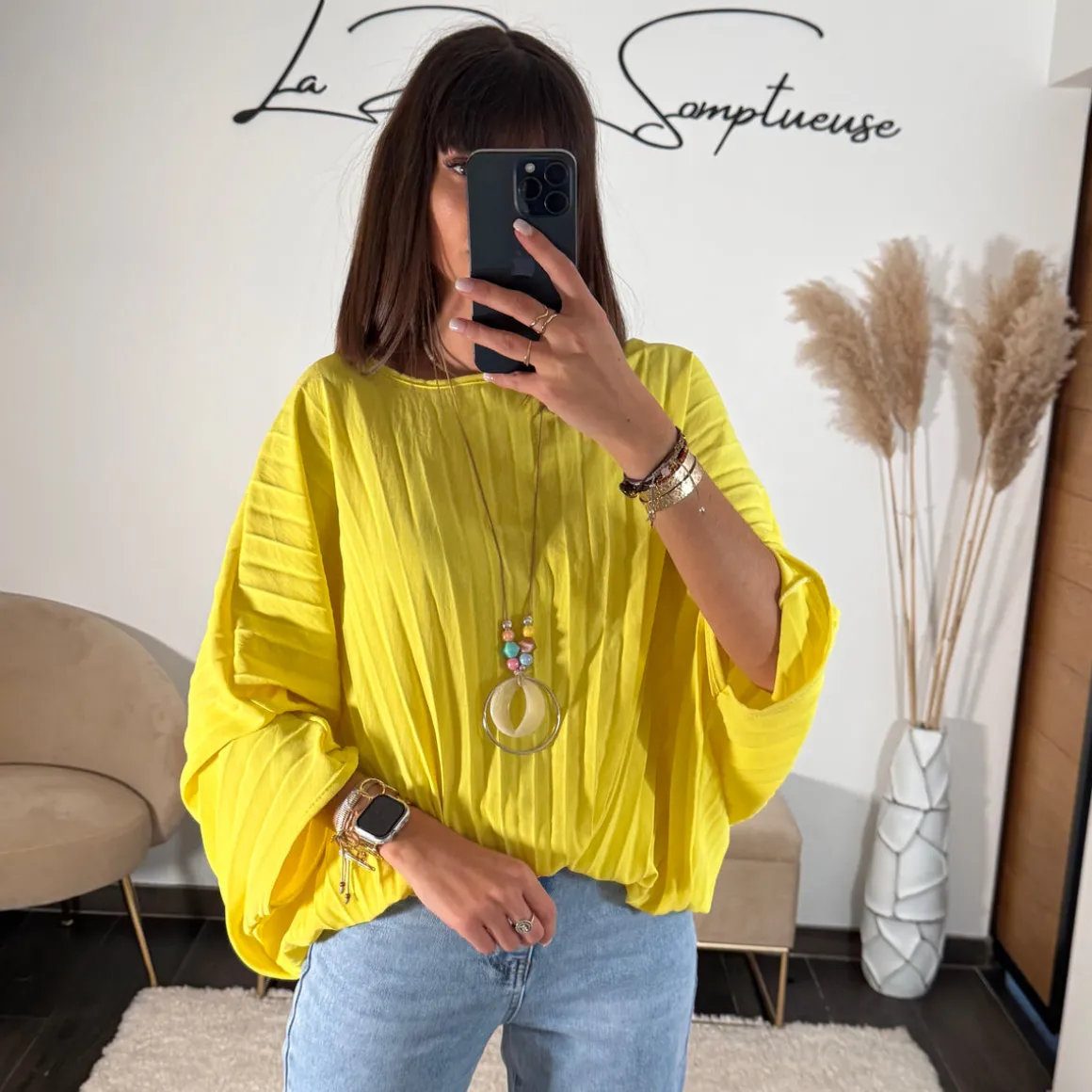 TOP JAUNE + COLLIER BAHIO
