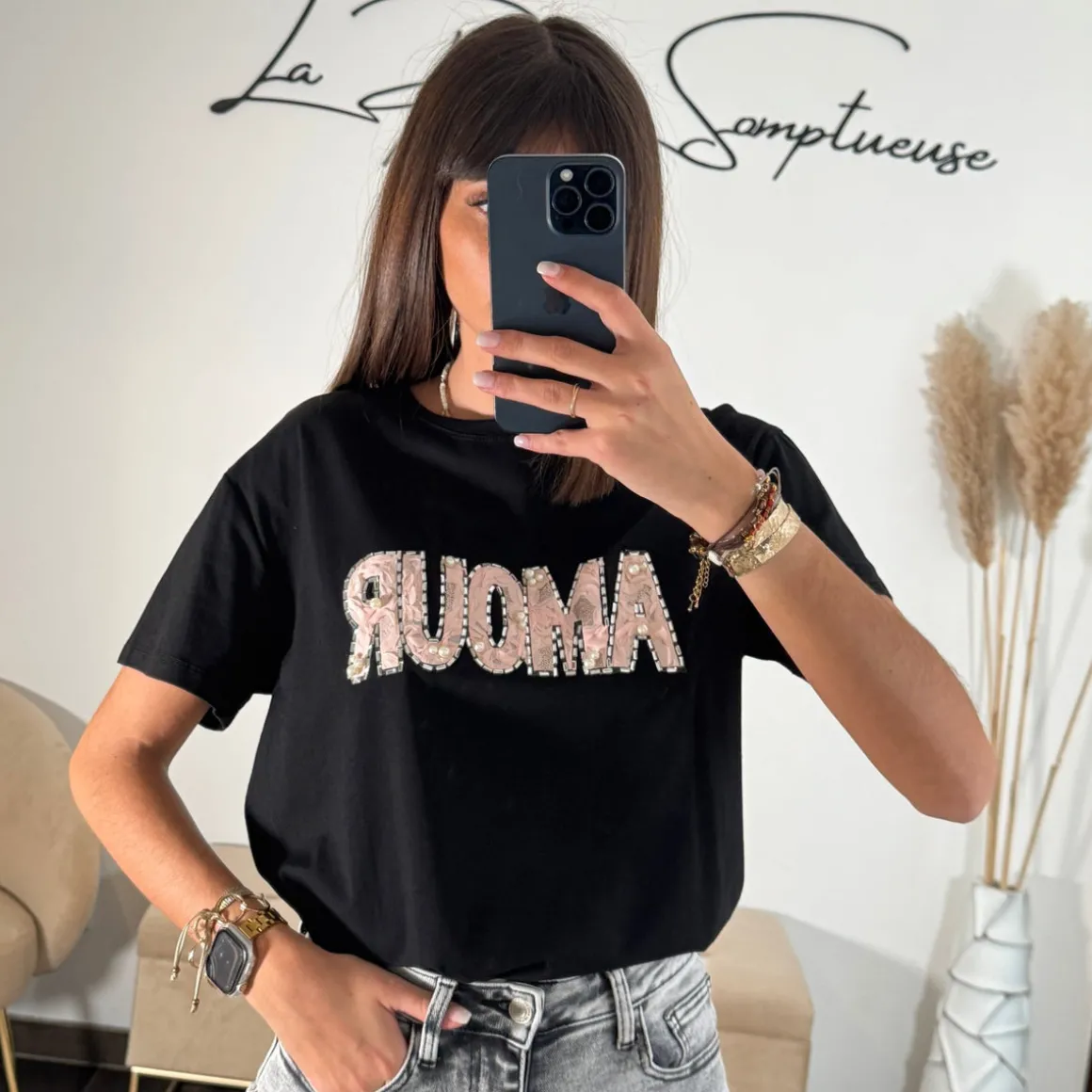 T-SHIRT NOIR AMOUR
