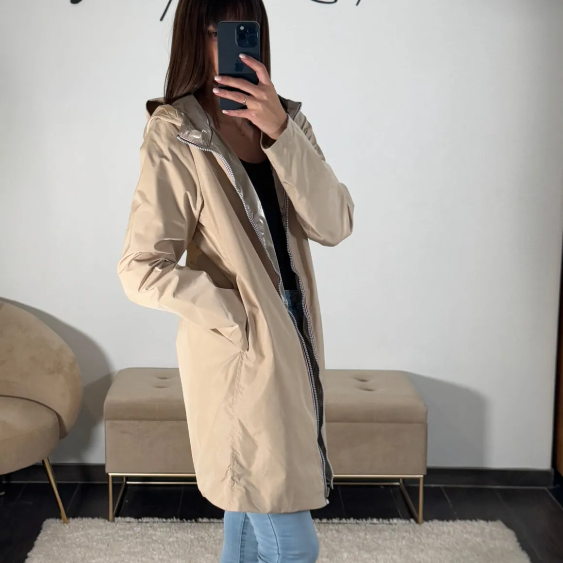 VESTE REVERSIBLE IMPERMEABLE BEIGE