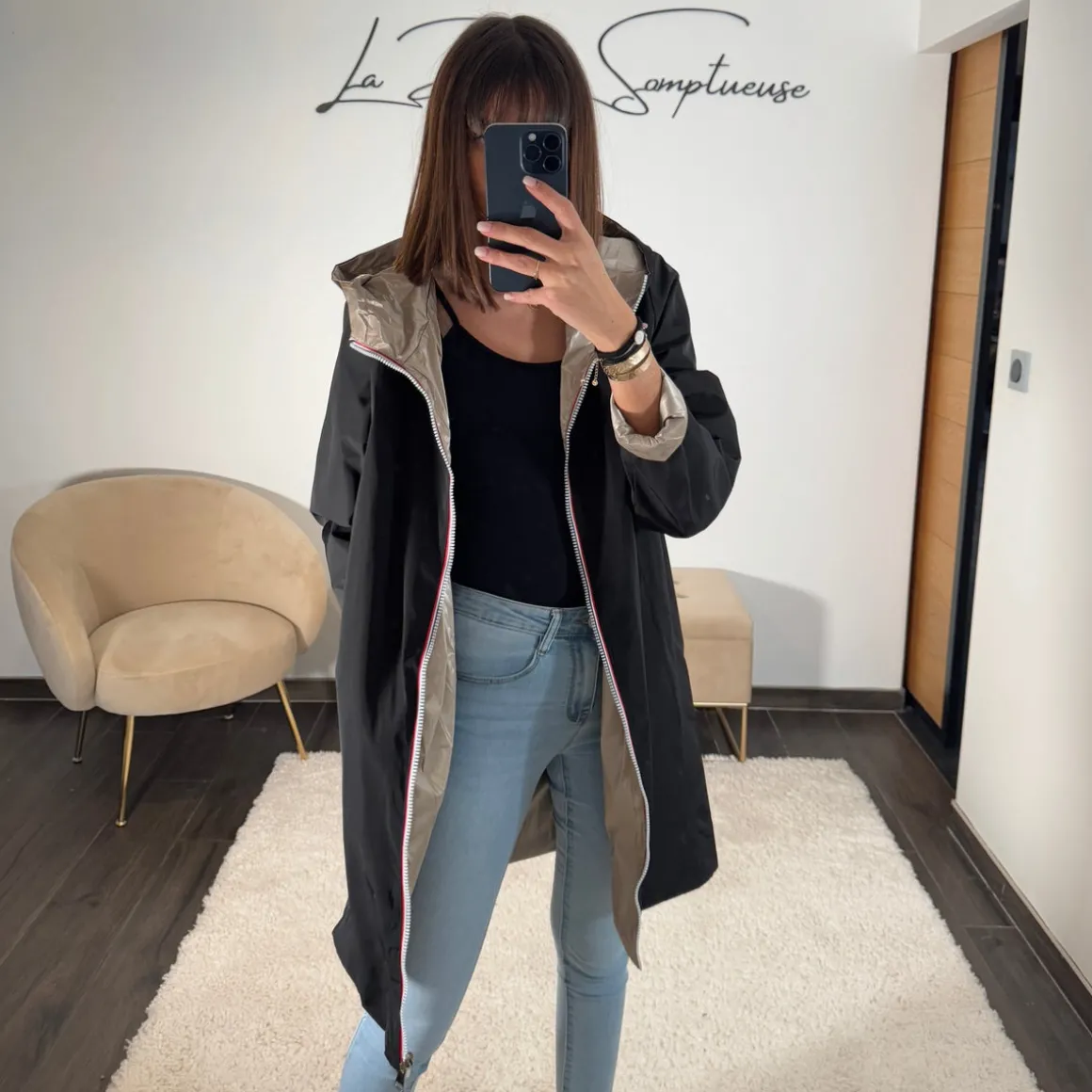 VESTE REVERSIBLE IMPERMEABLE NOIRE