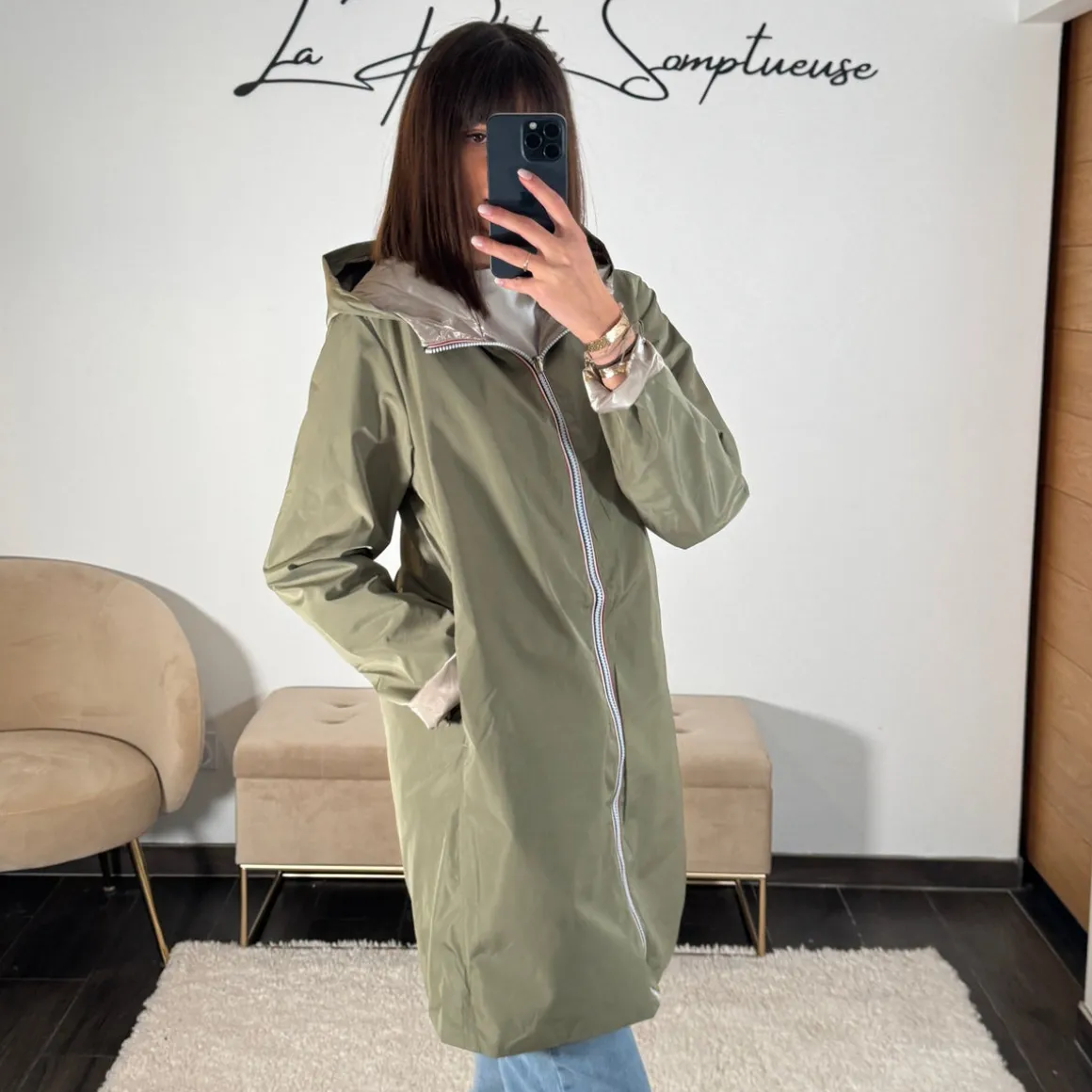 VESTE REVERSIBLE IMPERMEABLE KAKI